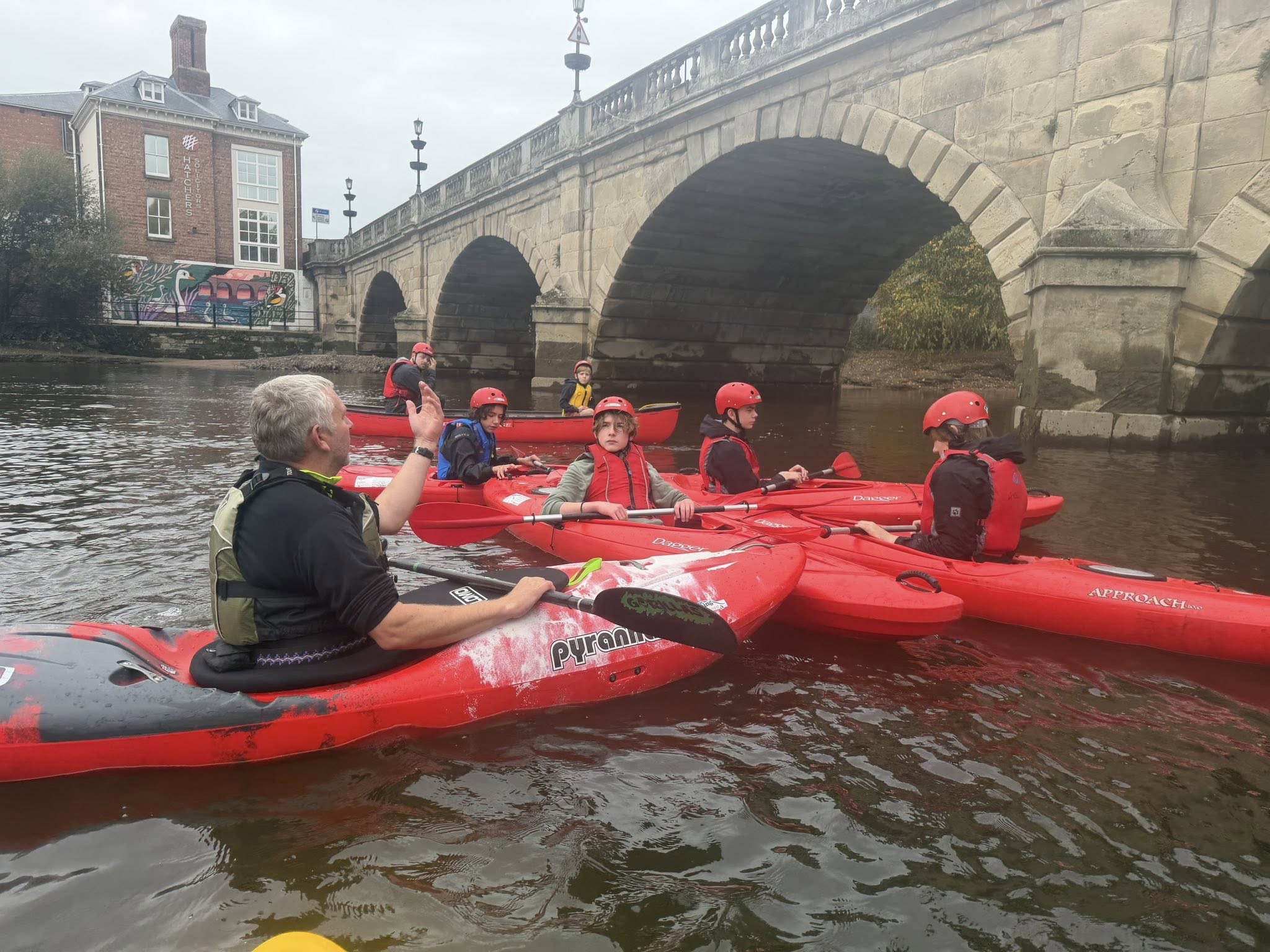 Triffid Explorers kayaking on the river in Ludlow